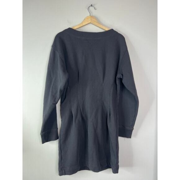 NEW Nation LTD Ronni Pullover Drop Shoulder Sweatshirt Mini Dress Black Sz Large - Picture 7 of 8